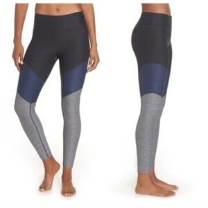 Outdoor Voices Color Block Leggings Open Back Blue Charcoal Size XS